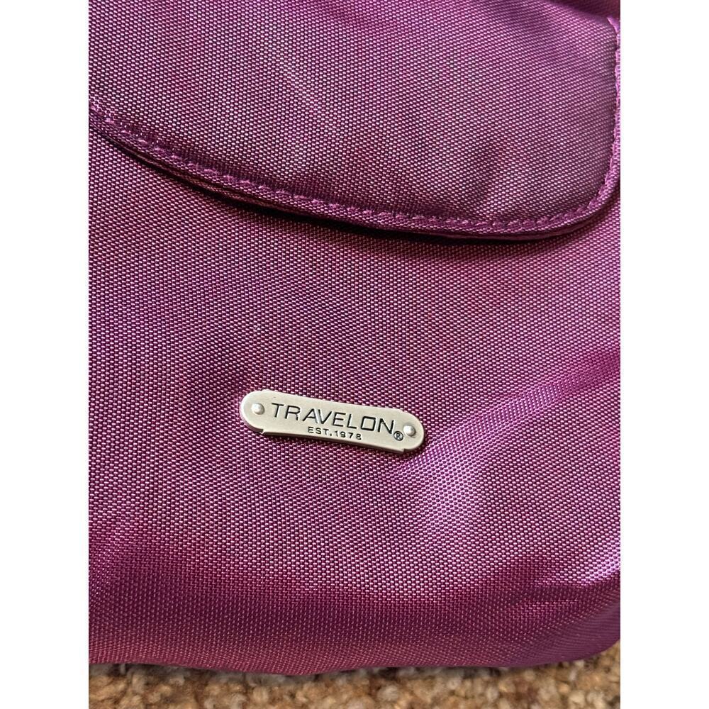 Travelon Anti-Theft Classic Crossbody bag/purse, Purple canvas; - Picture 3 of 15